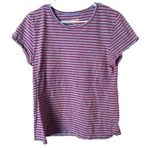 J. Crew The Studio Tee Short‎ Sleeve Top in Blue with Red Stripes L